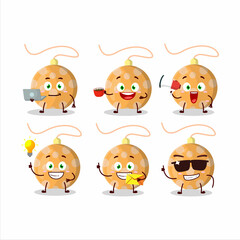 Christmas lights orange cartoon character with various types of business emoticons