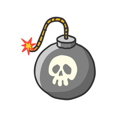 Cartoon bomb with burning wick. Vector Illustration