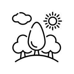 Virgin forest vector outline icon style illustration. EPS 10 file