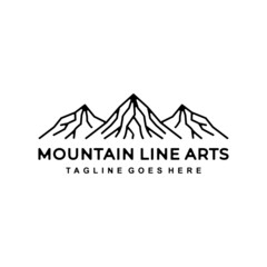 Logo Design Vector Landscape mountain with line art style. Can be used As you want