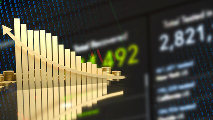 gold chart arrow up for business concept 3d rendering