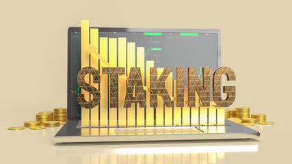 staking text on notebook for currency or business concept 3d rendering - obrazy, fototapety, plakaty