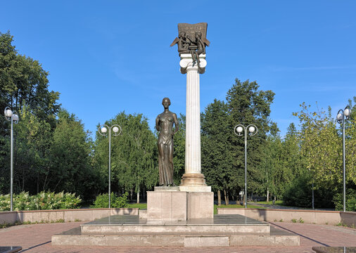 Tomsk, Russia. Monument to the Students of Tomsk or Monument to Saint Tatiana, a patroness of students. The monument by sculptors Nikolay and Anton Gnedykh was erected in August 2004