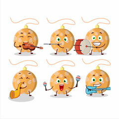 Cartoon character of christmas lights orange playing some musical instruments