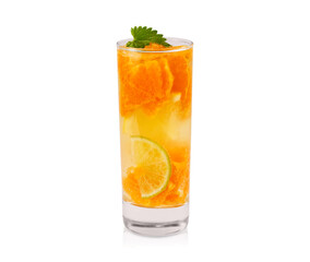 fruit cocktail with mint in a glass