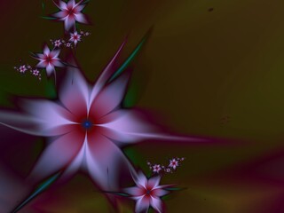 Obraz na płótnie Canvas Purple fractal illustration background with flower. Creative element for design. Fractal flower rendered by math algorithm. Digital artwork for creative graphic design.