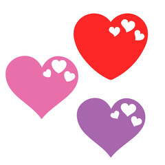 Collection of vector shapes of hearts in many different styles on a white background.
