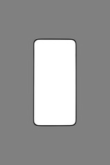 a mock-up of a smartphone with a white screen isolated on a gray background