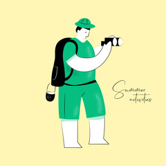 Summer vector colourful illustration of person activity