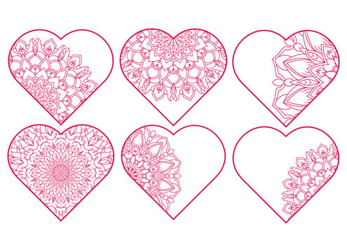 Vector Love Elements heart icon sign Free Vector. Cute Love Doodles Heart Frame Set 