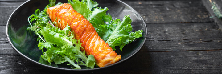 salmon fish grill seafood fried grilled snack meal on the table copy space food background 