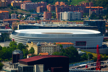 View of building of football San Mames Stadium (Nuevo San Mames) in Spanish city of Bilbao on...