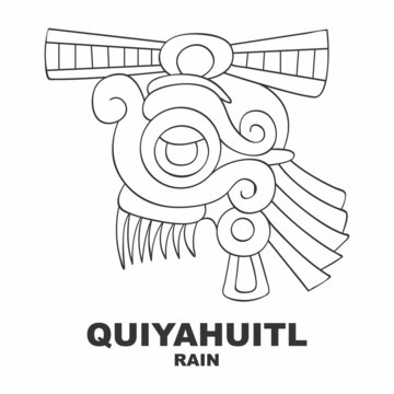 Vector icon with Glyph from Aztec calendar Tonalpohualli. Calendar day symbol Quiyahuitl
