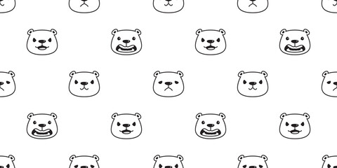 Bear seamless pattern polar bear halloween make up face rock fancy vector cartoon tile wallpaper doodle repeat background illustration design