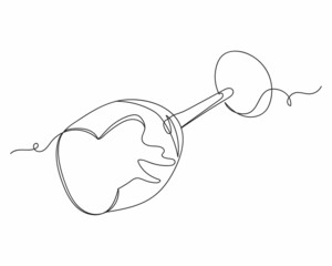 Continuous one line drawing of broken wine glass in silhouette on a white background. Linear stylized.Minimalist.
