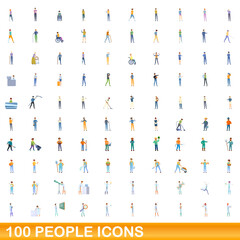 Fototapeta na wymiar 100 people icons set. Cartoon illustration of 100 people icons vector set isolated on white background