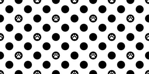 Fototapeta na wymiar dog paw seamless pattern footprint polka dot cat french bulldog puppy vector pet cartoon repeat wallpaper scarf isolated tile background illustration doodle design