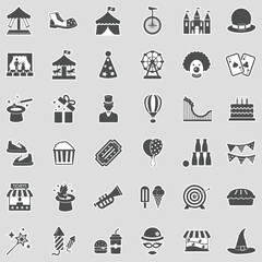 Amusement Park Icons. Sticker Design. Vector Illustration.