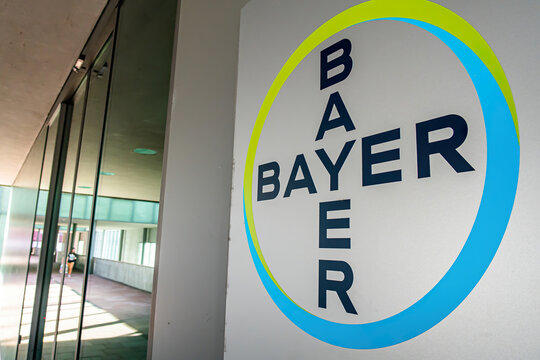 BASEL, SWITZERLAND - MARCH 15, 2020: Bayer AG is a German multinational pharmaceutical and life sciences company and one of the largest pharmaceutical companies in the world.