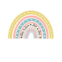 Rainbow in boho style Cute Baby rainbow Vector illustration