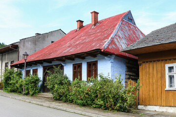 LANCKORONA, POLAND - AUGUST 09, 2021: Wooden architecture inscribed on UNESCO world heritage list