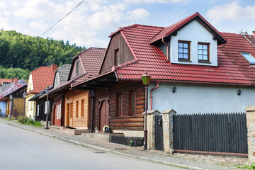 LANCKORONA, POLAND - AUGUST 09, 2021: Wooden architecture inscribed on UNESCO world heritage list