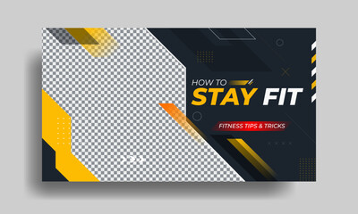 Gym fitness youtube thumbnail template design
