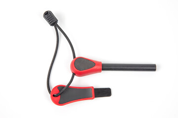 items for tourism and survival. the ignition steel for striking fire. firewood