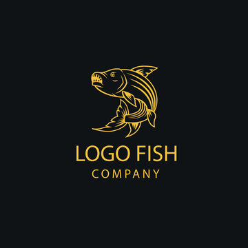 Tiger fish logo design vector