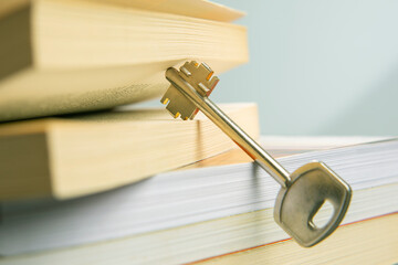 Key and open textbook of life. The book is the key and opening to knowledge and wisdom.