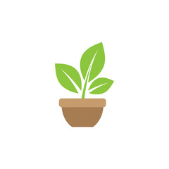 Plant pot icon design illustration template