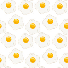 Scrambled eggs seamless pattern vector background. Breakfast pattern on white background in minimalism style