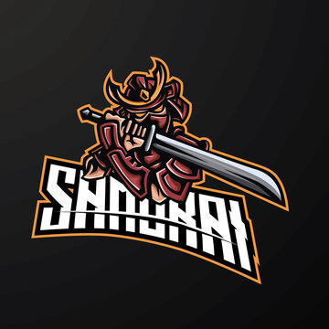 samurai mascot esport logo design