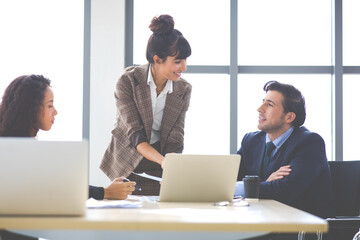 Business meeting. buiness team brainstorming. Diverse team of business people  cooperating on developing common design project