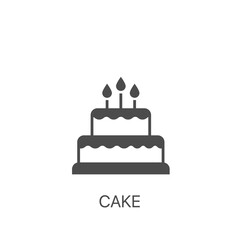 Cake vector icon. Cake for birthday celebration with three candles