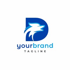 Fototapeta premium Letter D Wolf Logo Design Vector , Initial Gaming Logo