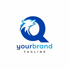 Letter Q Wolf Logo Design Vector , Initial Gaming Logo