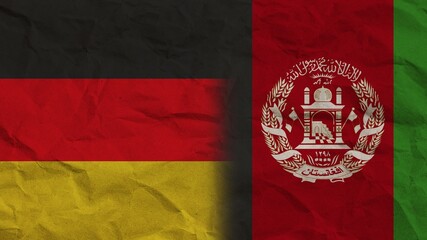 Afghanistan and Germany Flags Together, Crumpled Paper Effect Background 3D Illustration