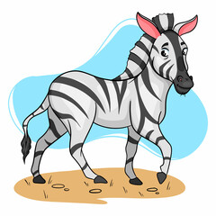 Animal character funny zebra in cartoon style. Children's illustration.