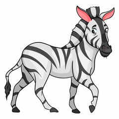 Animal character funny zebra in cartoon style. Children's illustration.