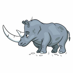 Animal character funny rhinoceros in cartoon style. Children's illustration.