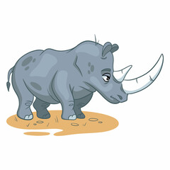 Animal character funny rhinoceros in cartoon style. Children's illustration.