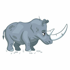Animal character funny rhinoceros in cartoon style. Children's illustration.