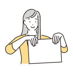 シンプル　イラスト　ホワイトボードを持つ女性