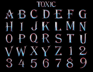 Toxic metal alphabet - 3D Illustration