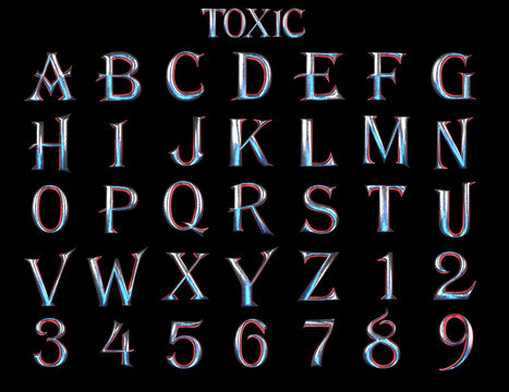 Toxic metal alphabet - 3D Illustration