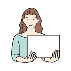 シンプル　イラスト　ホワイトボードを持つ女性