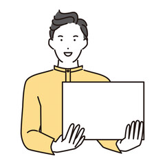 シンプル　イラスト　フレームを持つビジネスマン