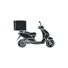 Fototapeta premium Delivery Scooter Icon Silhouette Illustration. Motorbike Transport Vector Graphic Pictogram Symbol Clip Art. Doodle Sketch Black Sign.