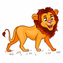 Animal character funny lion in cartoon style. Children's illustration.